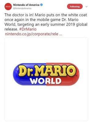 任天堂發(fā)布新手游《馬里奧醫(yī)生:世界》 支持iOS和安卓免費下載